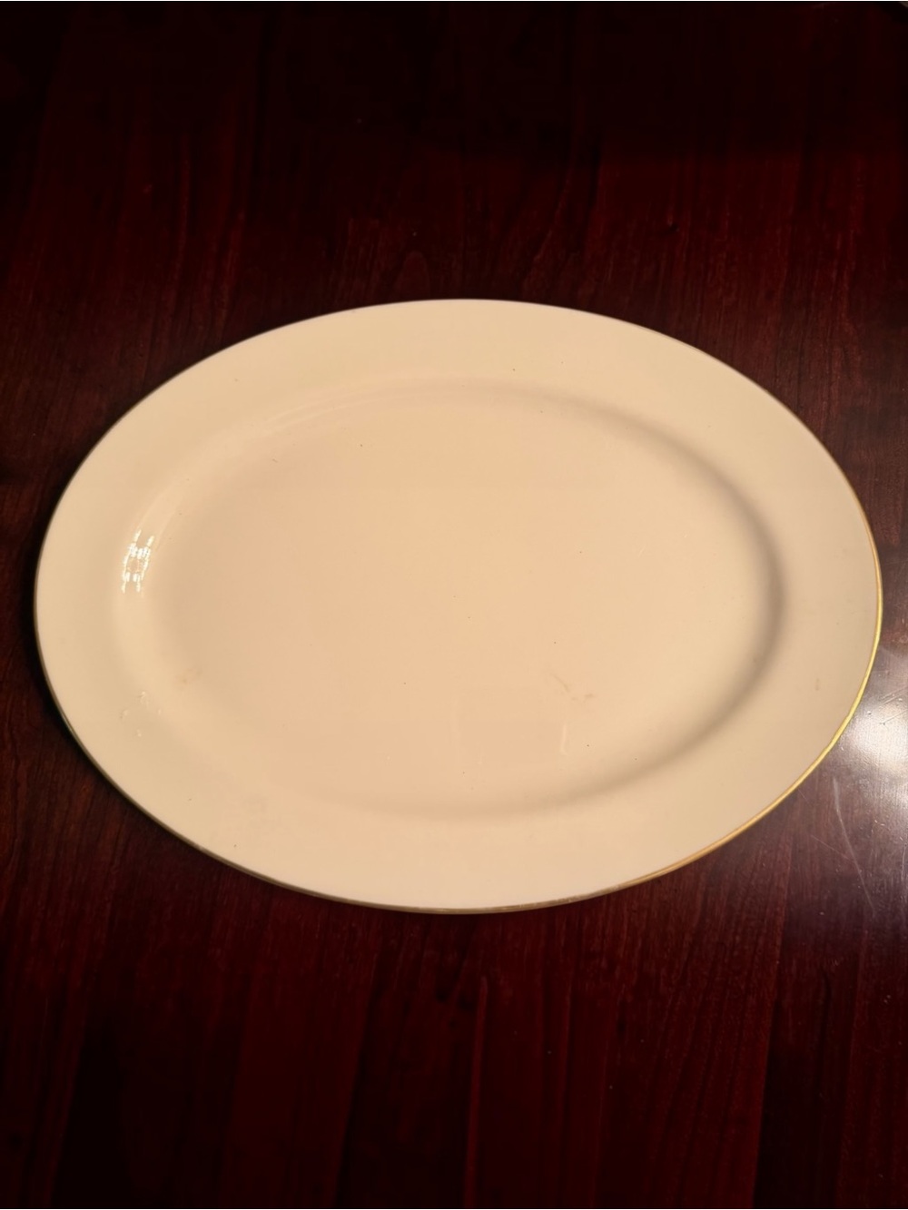 Vintage Manor By Lenox Oval Serving Platter Cream Gold Trim SPECIAL Backstamp